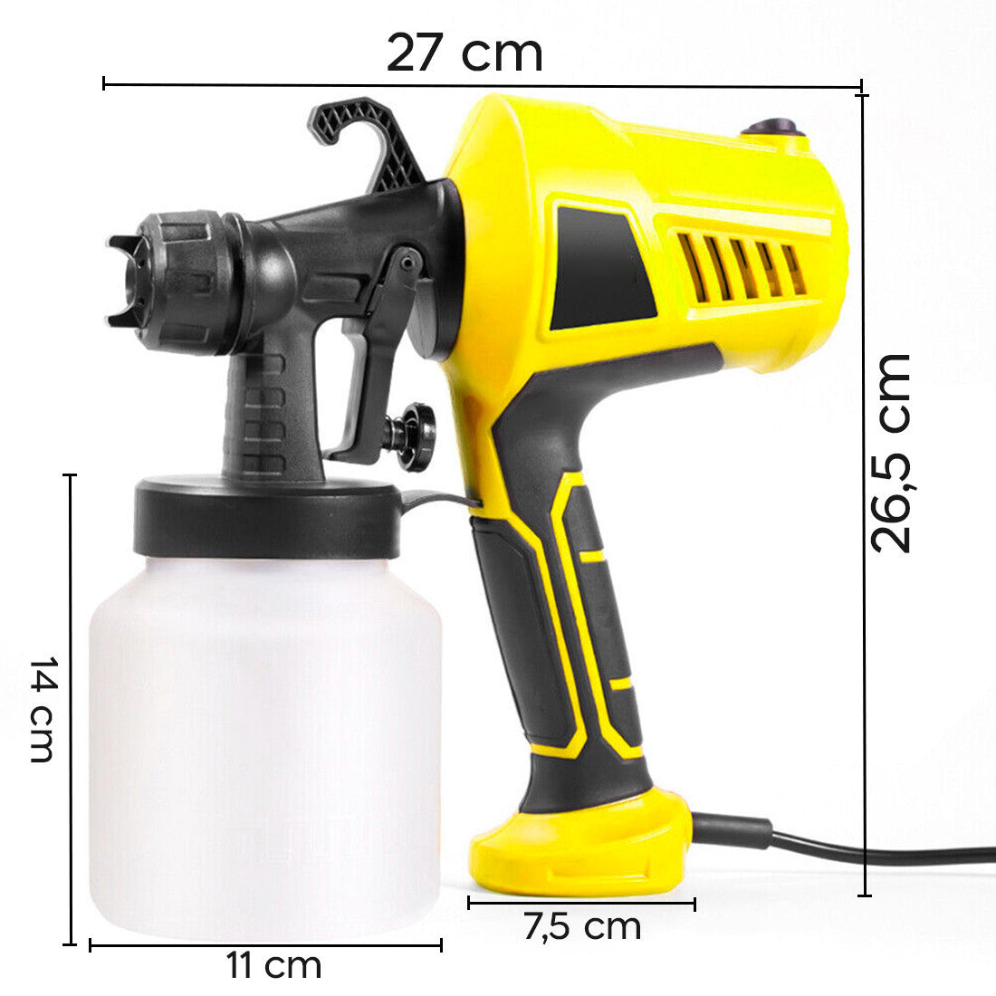 Pistolet de Pulvérisation Électrique 500W Aérographe Capacité 800ml