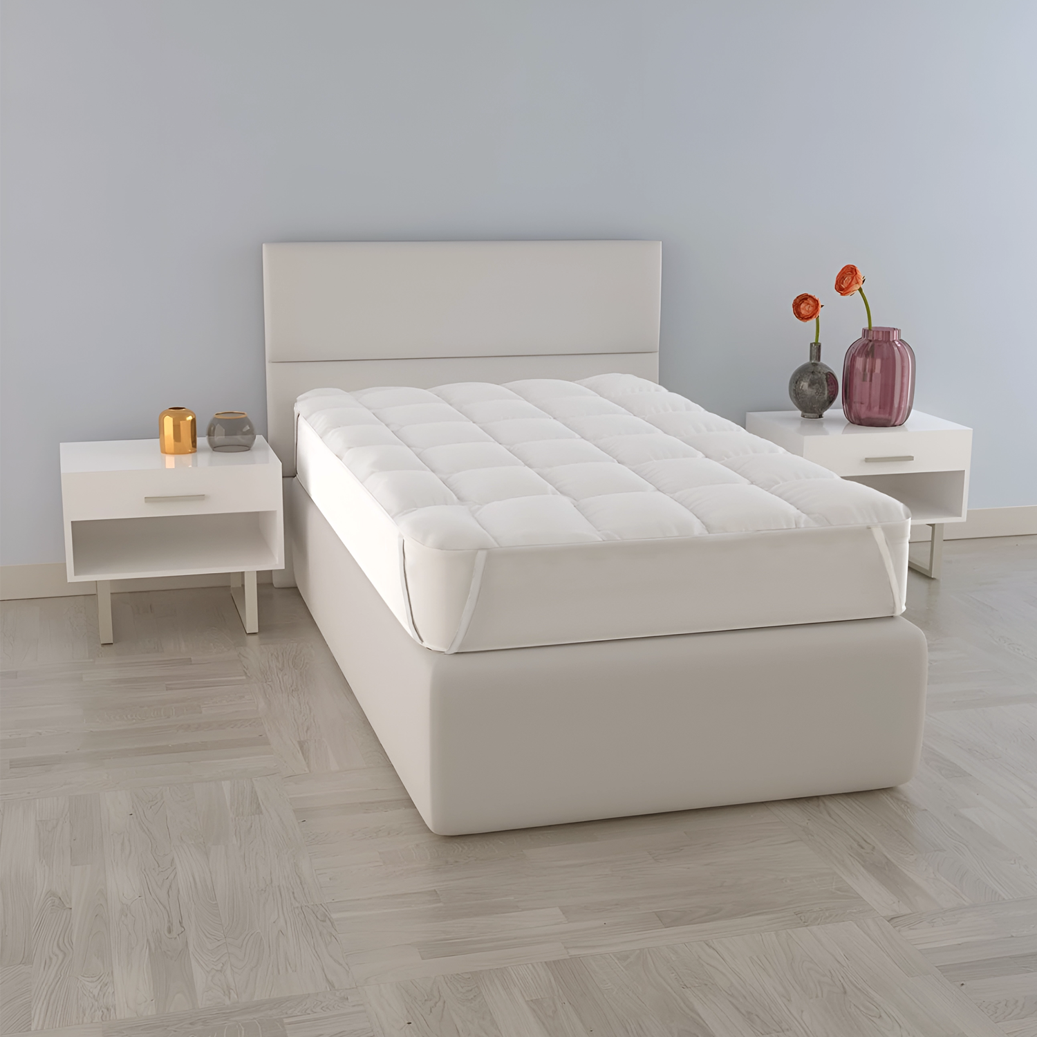 Surmatelas pour lit simple 3 cm 90x200 en microfibre avec élastiques