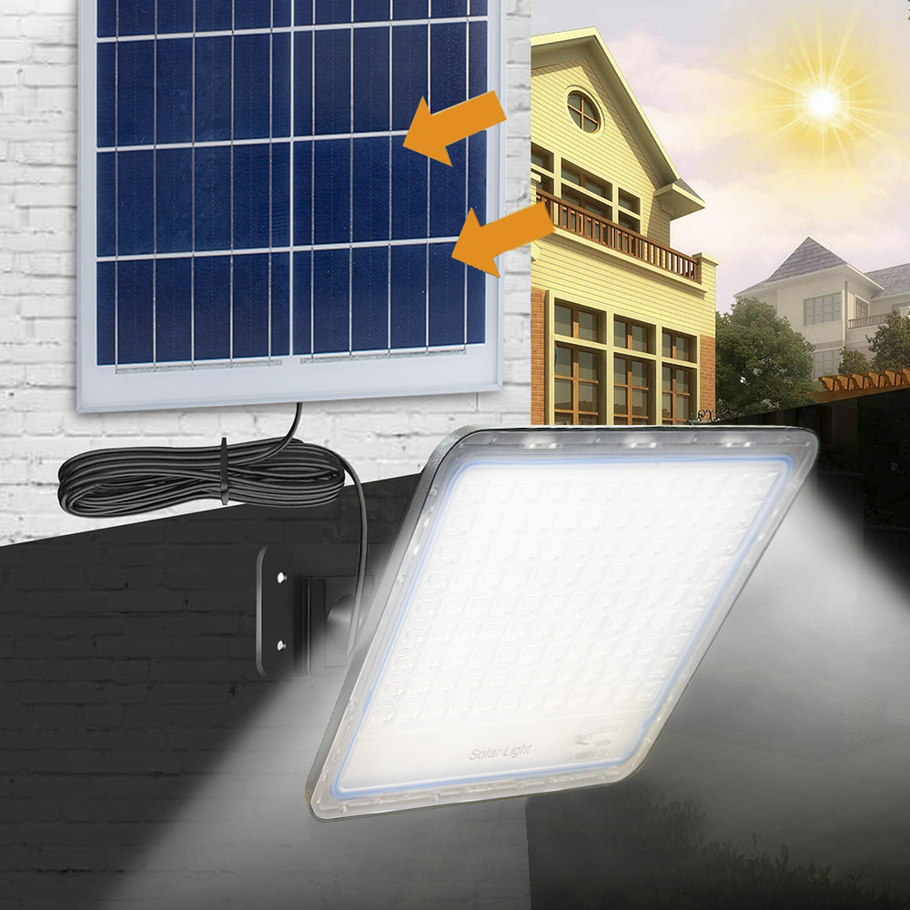Projecteur LED Panneau Solaire Rechargeable 100W 101138 Télécommande IP66