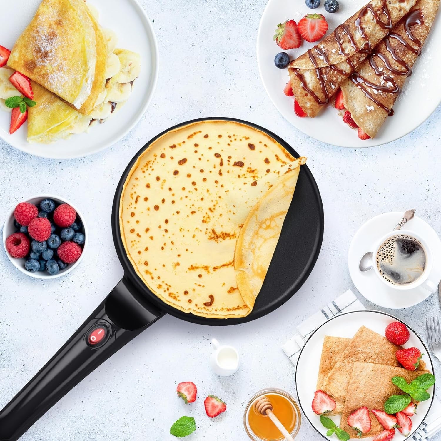 Poêle à crêpes et crêpière électrique avec revêtement antiadhésif de 600W
