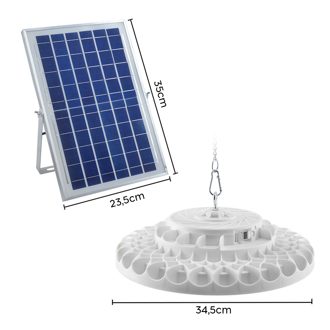 Lampe Plafoniera 236 LED 400W 9000mAh IP66 avec Panneau Solaire et Télécommande