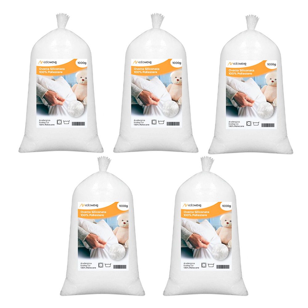 Ouate siliconé  5 kg polyester idéal pour le rembourrage peluches et coussins.