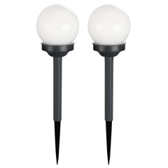 Kit 2 unités Lampe Sphérique Rechargeable Solaire de 15 cm avec Piquet de Jardin