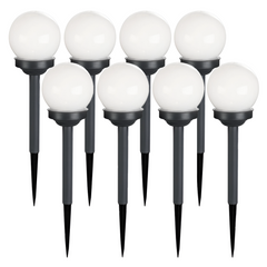 Pack 8 lampes solaires sphériques rechargeables de 15 cm avec piquet pour jardin