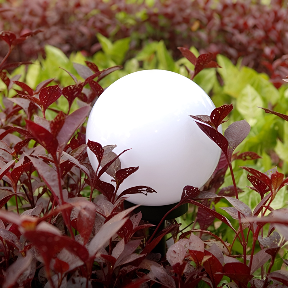 Pack 8 lampes solaires sphériques rechargeables de 15 cm avec piquet pour jardin