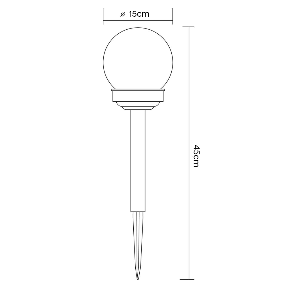 Pack 8 lampes solaires sphériques rechargeables de 15 cm avec piquet pour jardin