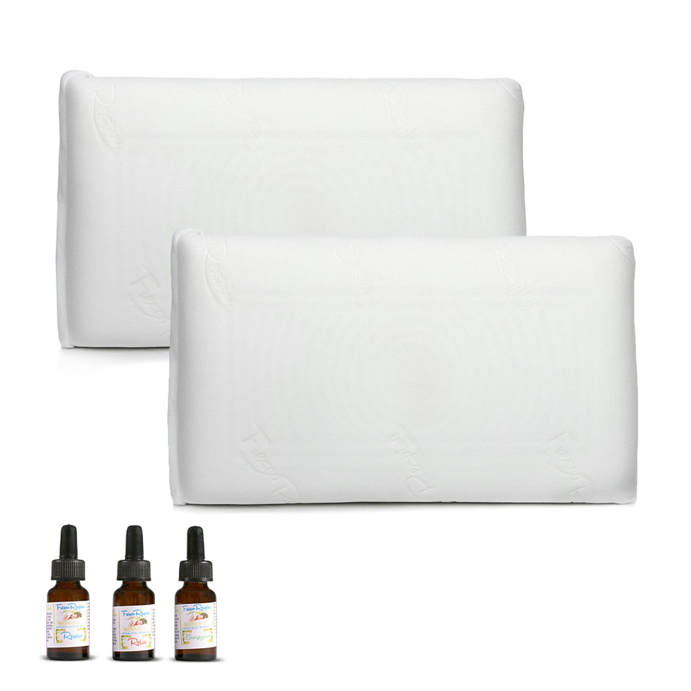 2 Oreillers Mousse Mémoire avec Arôme Frais Soutien Cervical Huiles Essentielles