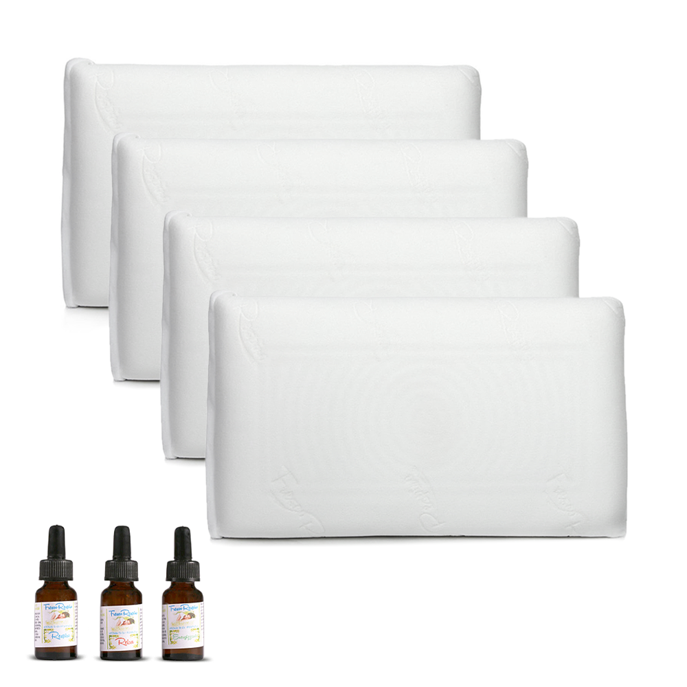 4 Oreillers Mousse Mémoire Arôme Frais Soutien Cervical aux Huiles Essentielles