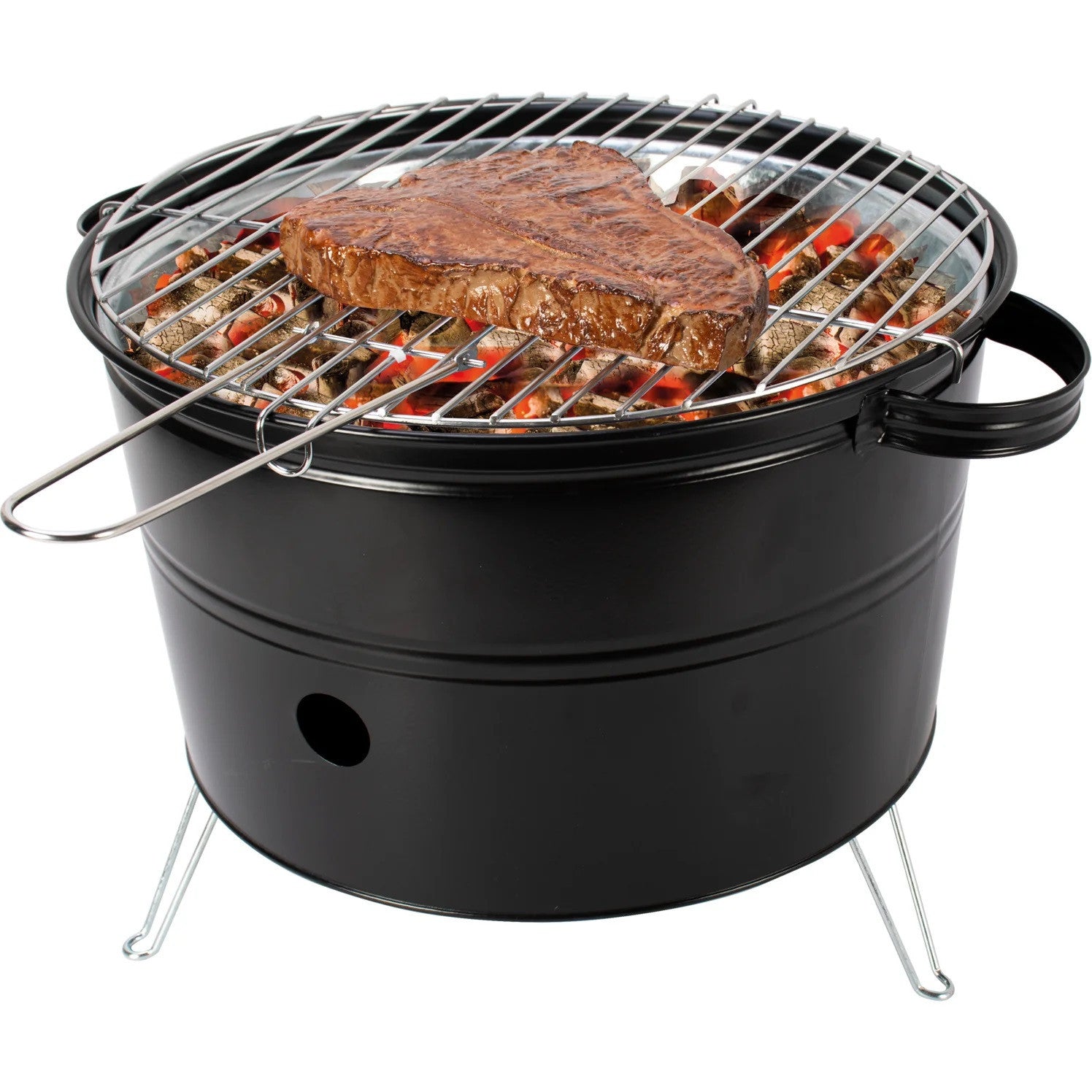 Barbecue à charbon de table rond de 35 cm avec grille portable pour le camping