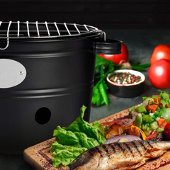 Barbecue à charbon de table rond de 35 cm avec grille portable pour le camping