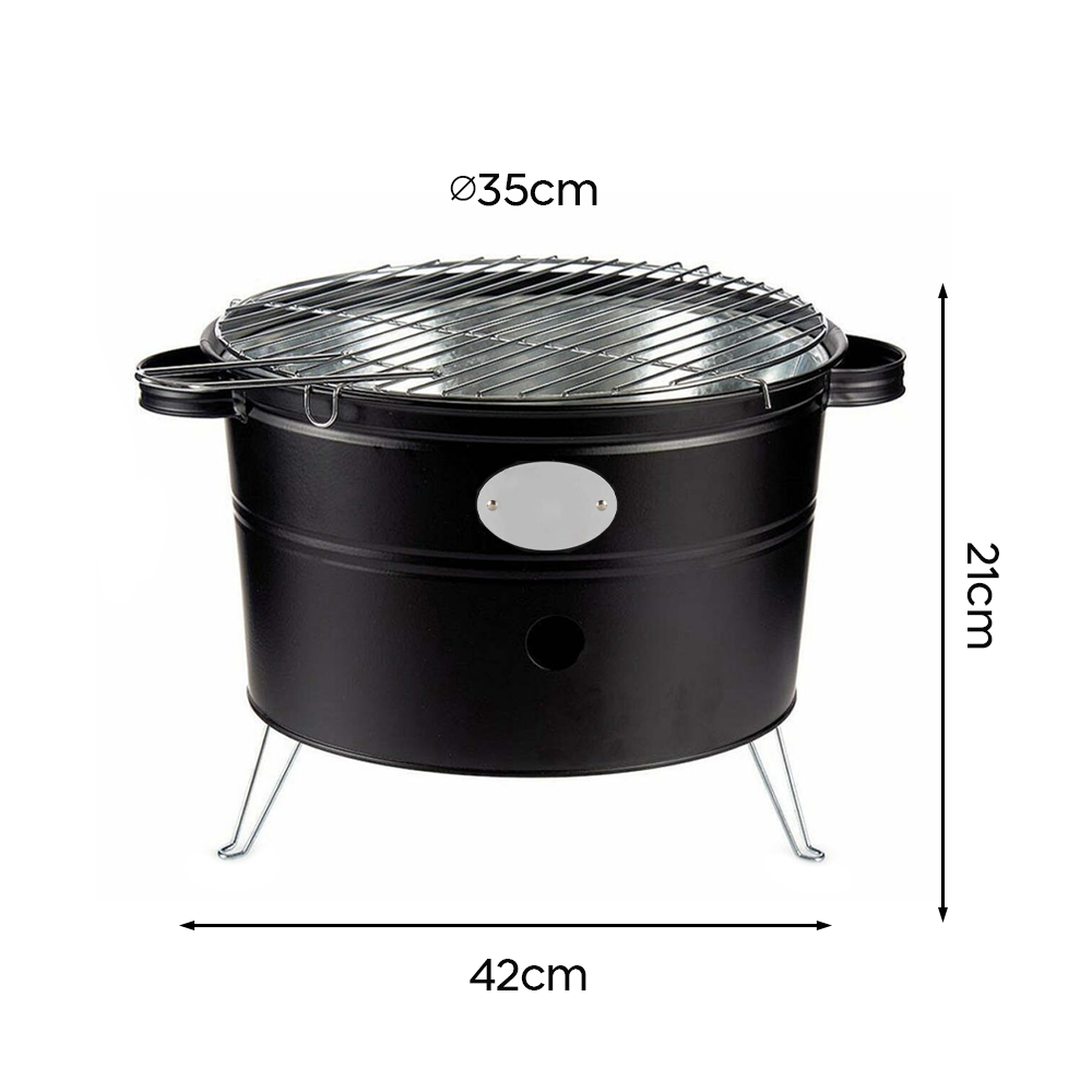Barbecue à charbon de table rond de 35 cm avec grille portable pour le camping