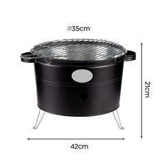 Barbecue à charbon de table rond de 35 cm avec grille portable pour le camping