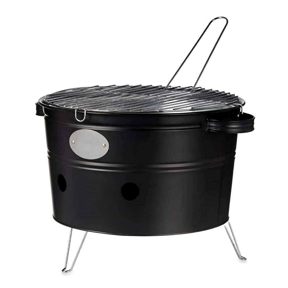 Barbecue à charbon de table rond de 35 cm avec grille portable pour le camping