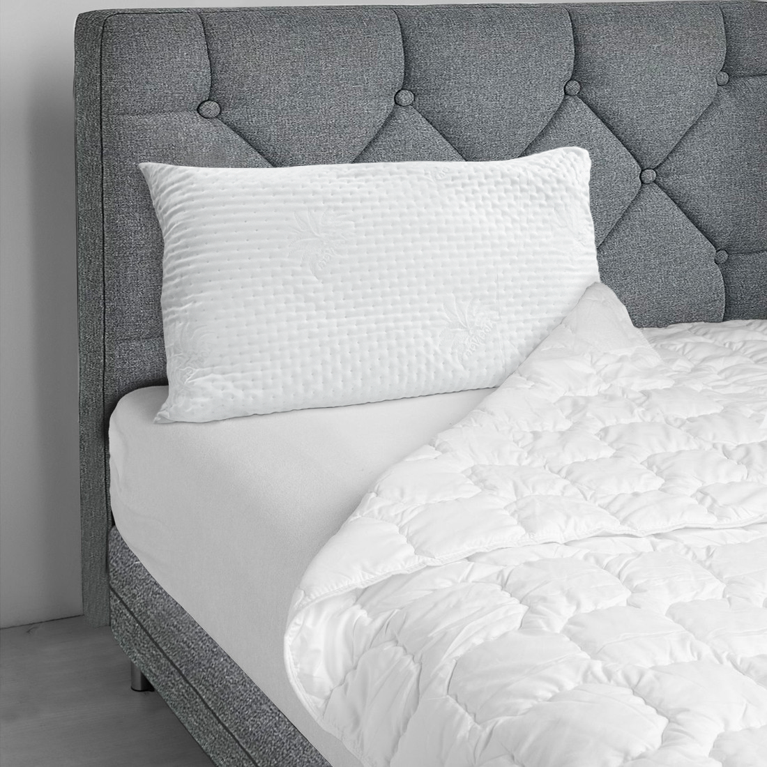Oreiller de lit orthopédique en plume hypoallergénique matelassé anti-acariens