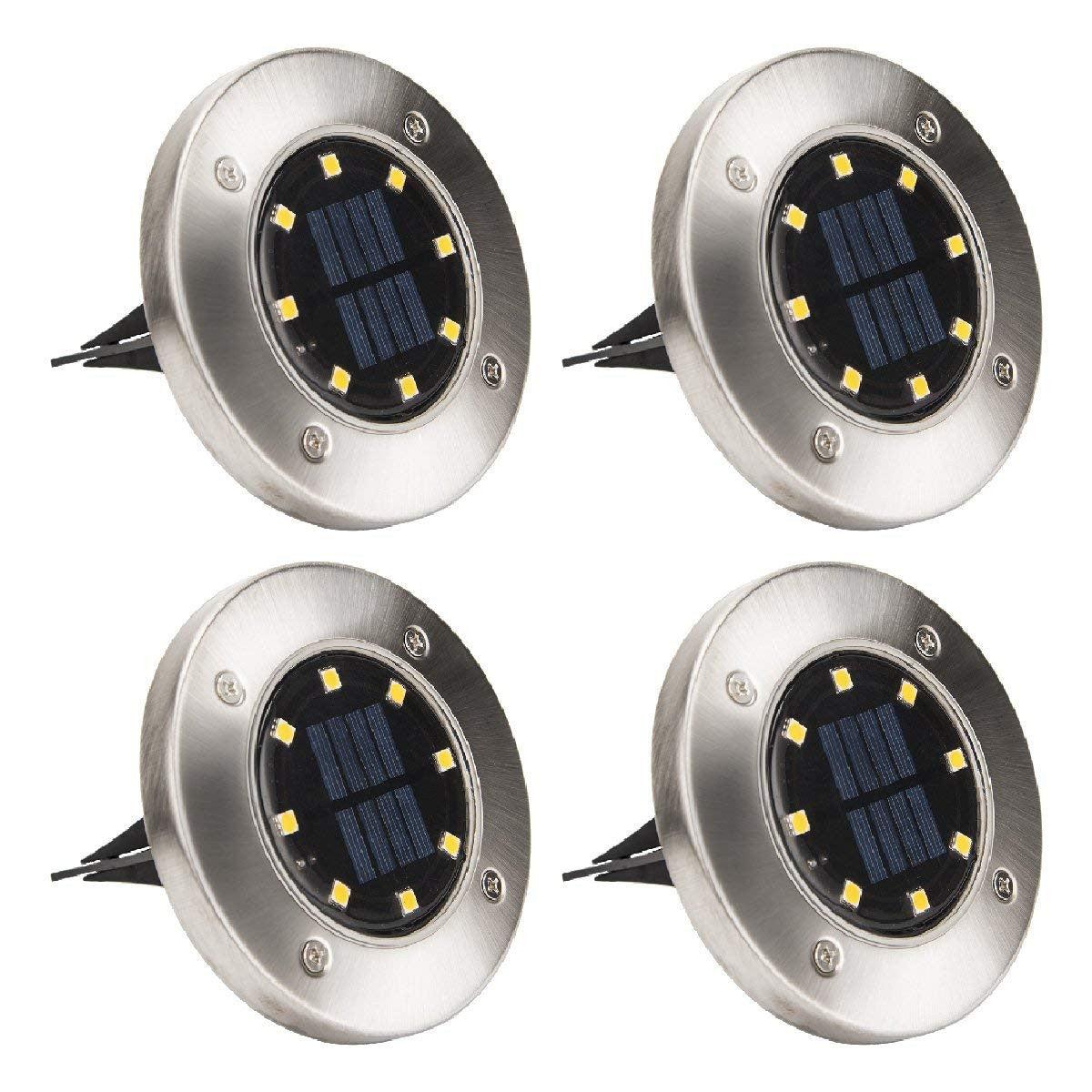 2 pz Projecteur Escalier Solaire avec 8 LED Lumière Froide Imperméable Extérieur