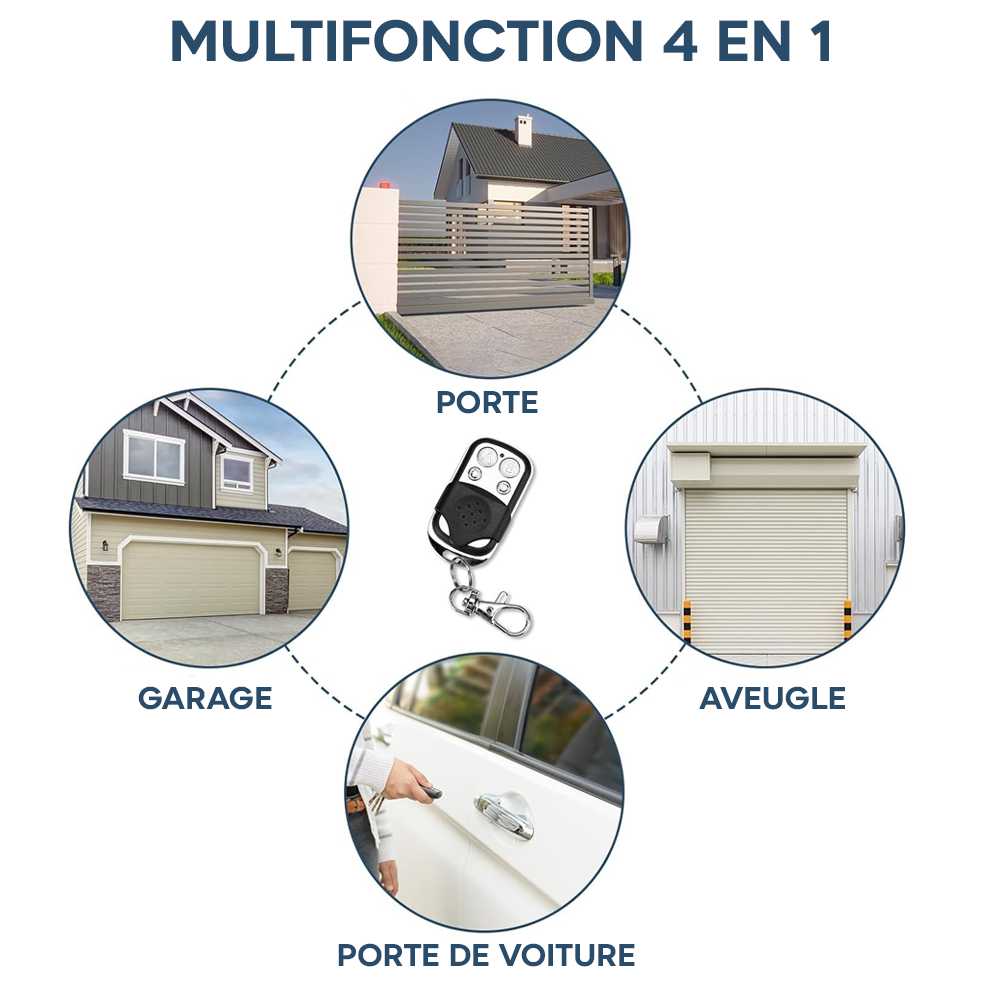 2 pz Télécommande Universelle 4 canaux 433MHz Multifonction Poche avec Crochet