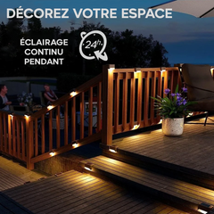 Lot de 4 lampes solaires étanches pour ampoule chaude rechargeable extérieure