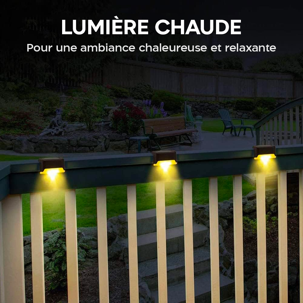 Lampe solaire rechargeable 8 pièces IP66 lumière chaude extérieur