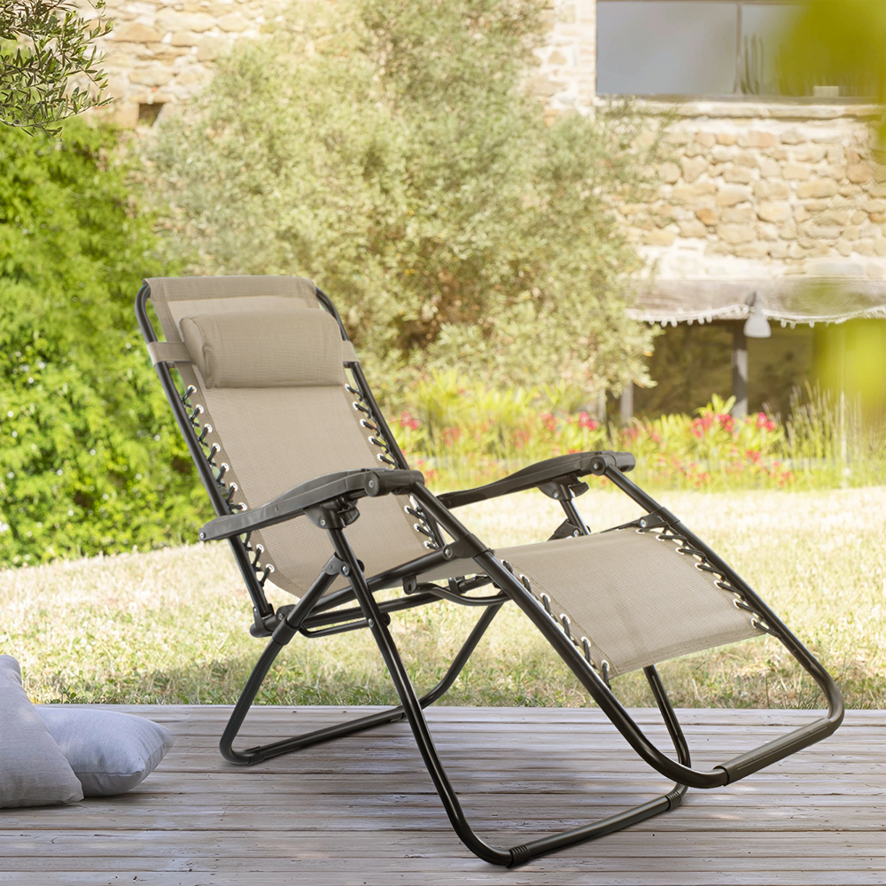 Chaise Gravita Zero pliante avec dossier inclinable fauteuil textilèneà étranger