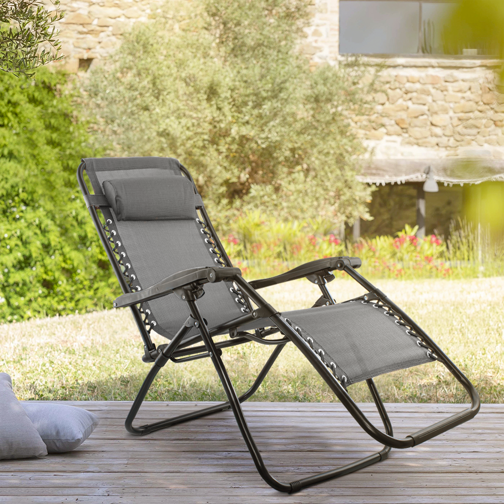 Set 2 chaises pliantes Gravità Zero avec dossier inclinable poltrona textilène