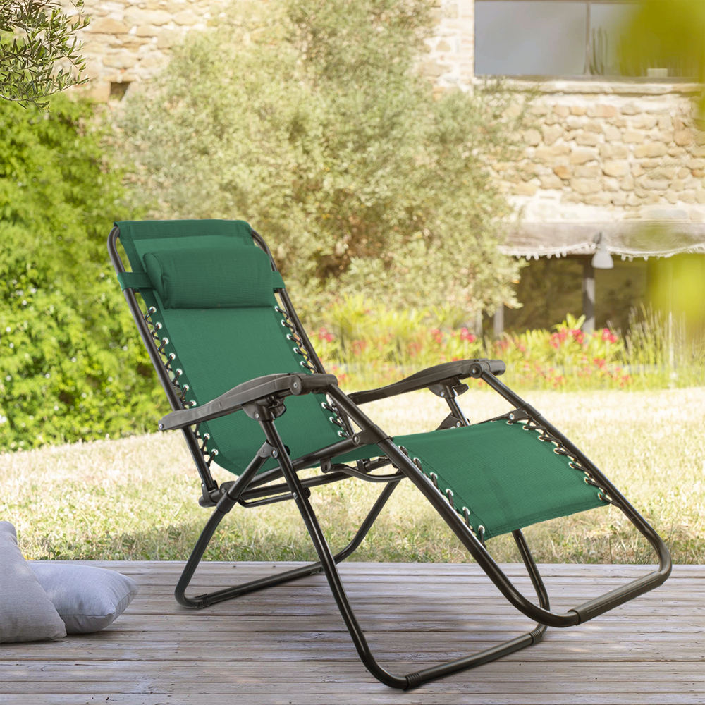 Set 2 chaises pliantes Gravità Zero avec dossier inclinable poltrona textilène