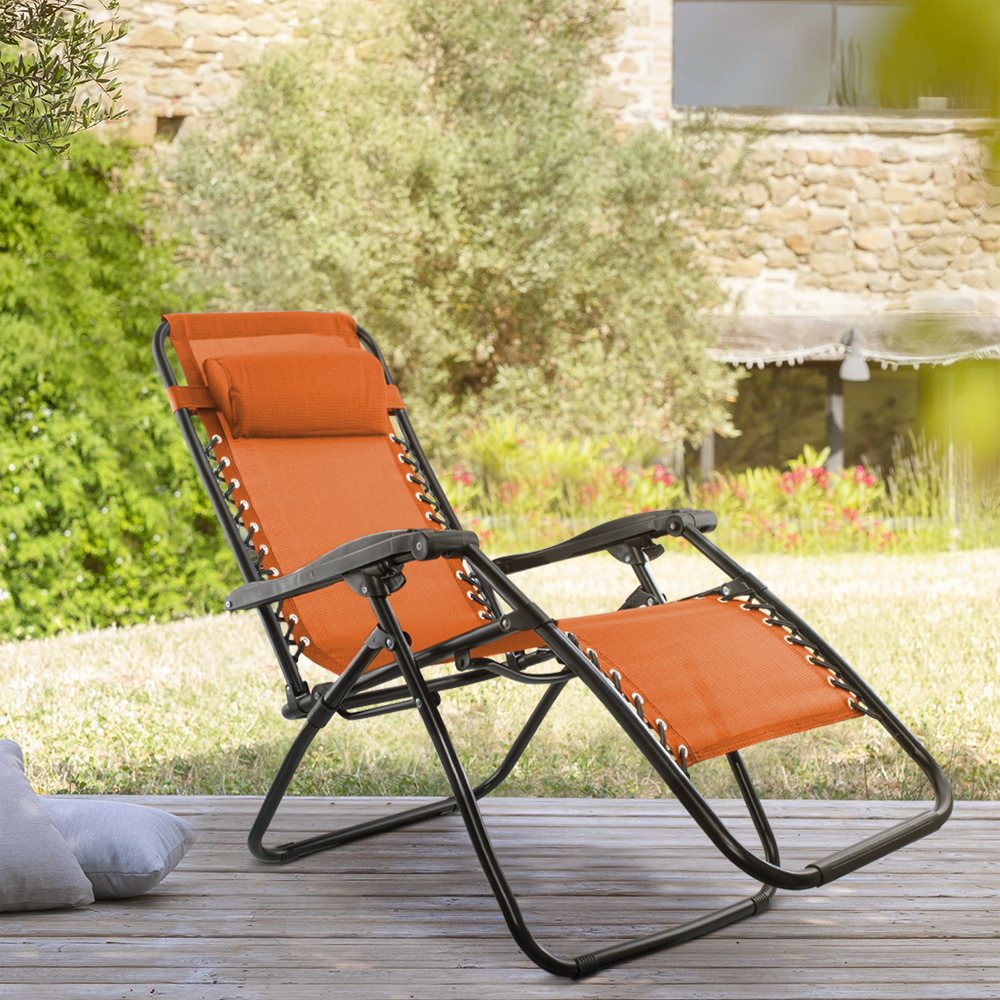 Set 2 chaises pliantes Gravità Zero avec dossier inclinable poltrona textilène