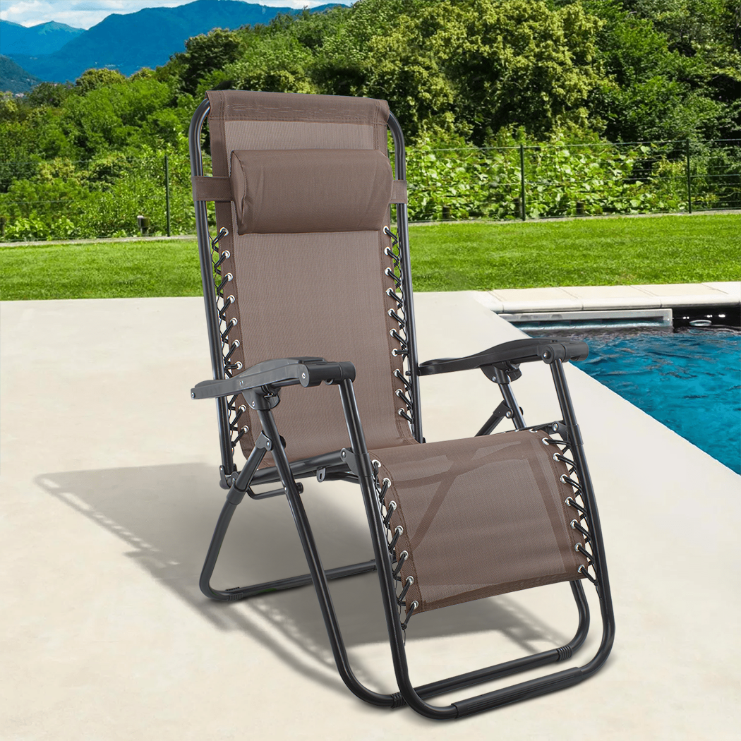 Set 2 chaises pliantes Gravità Zero avec dossier inclinable poltrona textilène