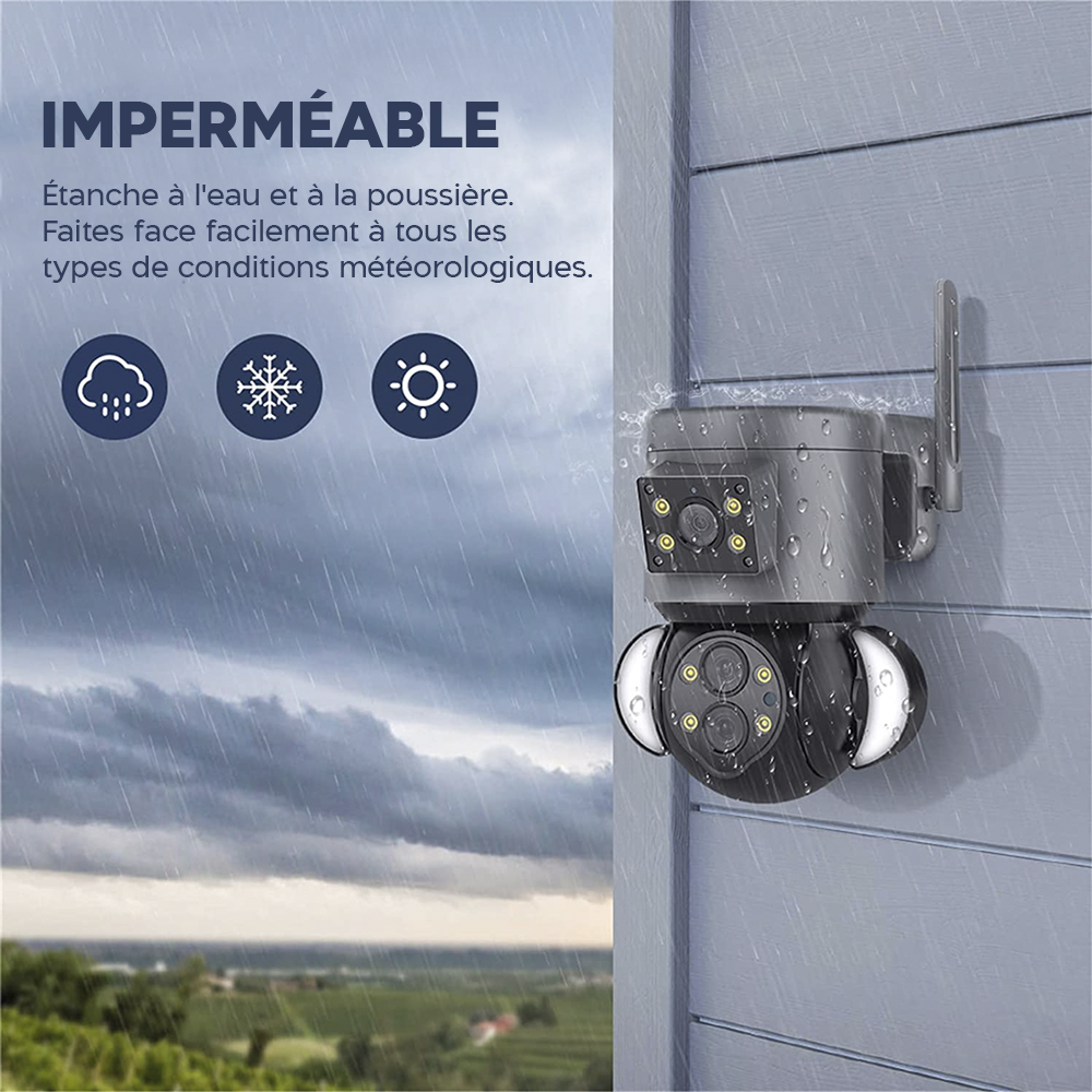 Caméra WiFi Zoom 10X extérieure en 4K HD avec Grand Angle et Double Objectif