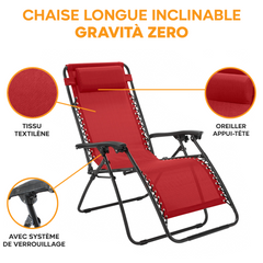 Chaise Gravita Zero pliante avec dossier inclinable fauteuil textilèneà étranger