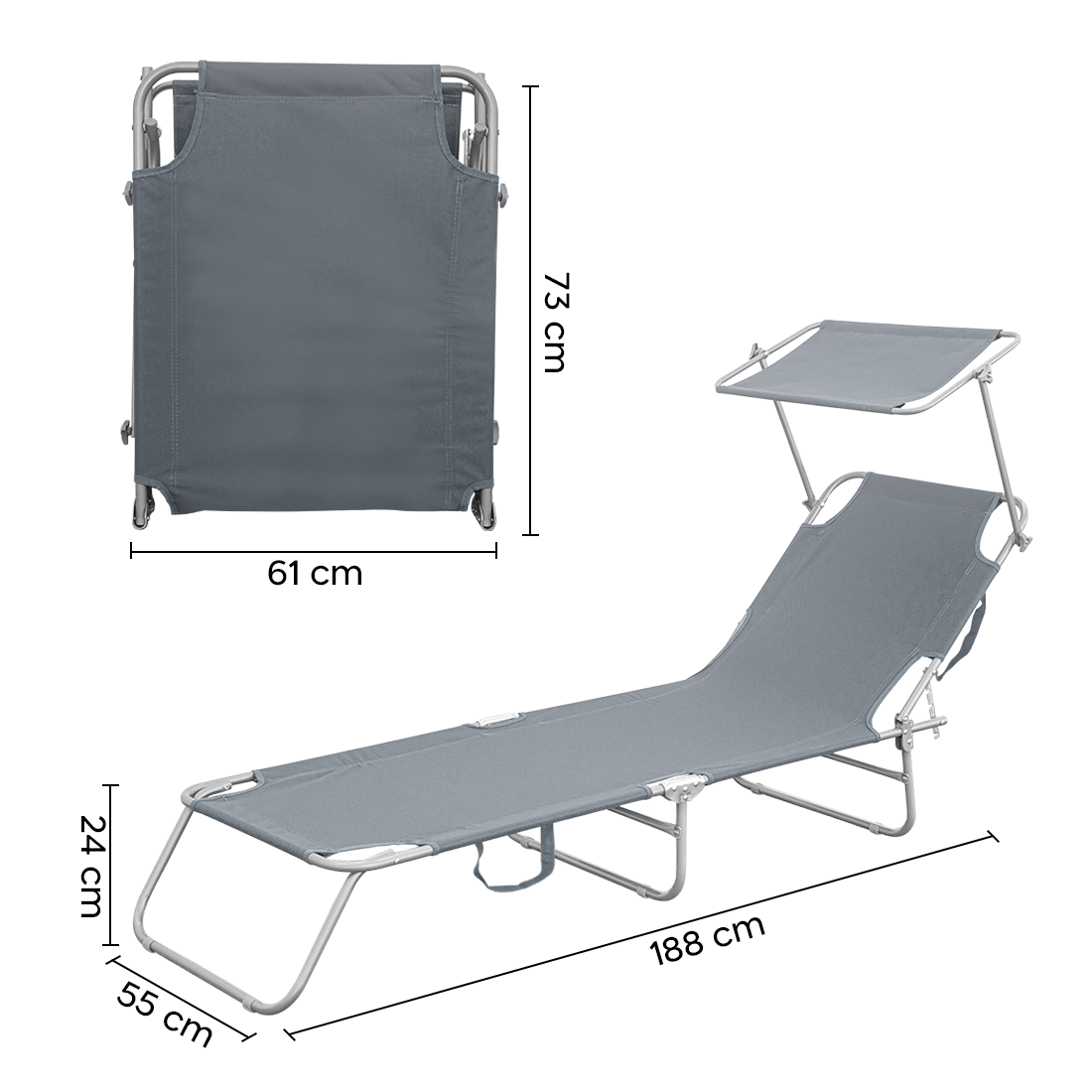 2309P Transat pliant avec dossier réglable et parasol