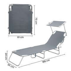2309P Transat pliant avec dossier réglable et parasol