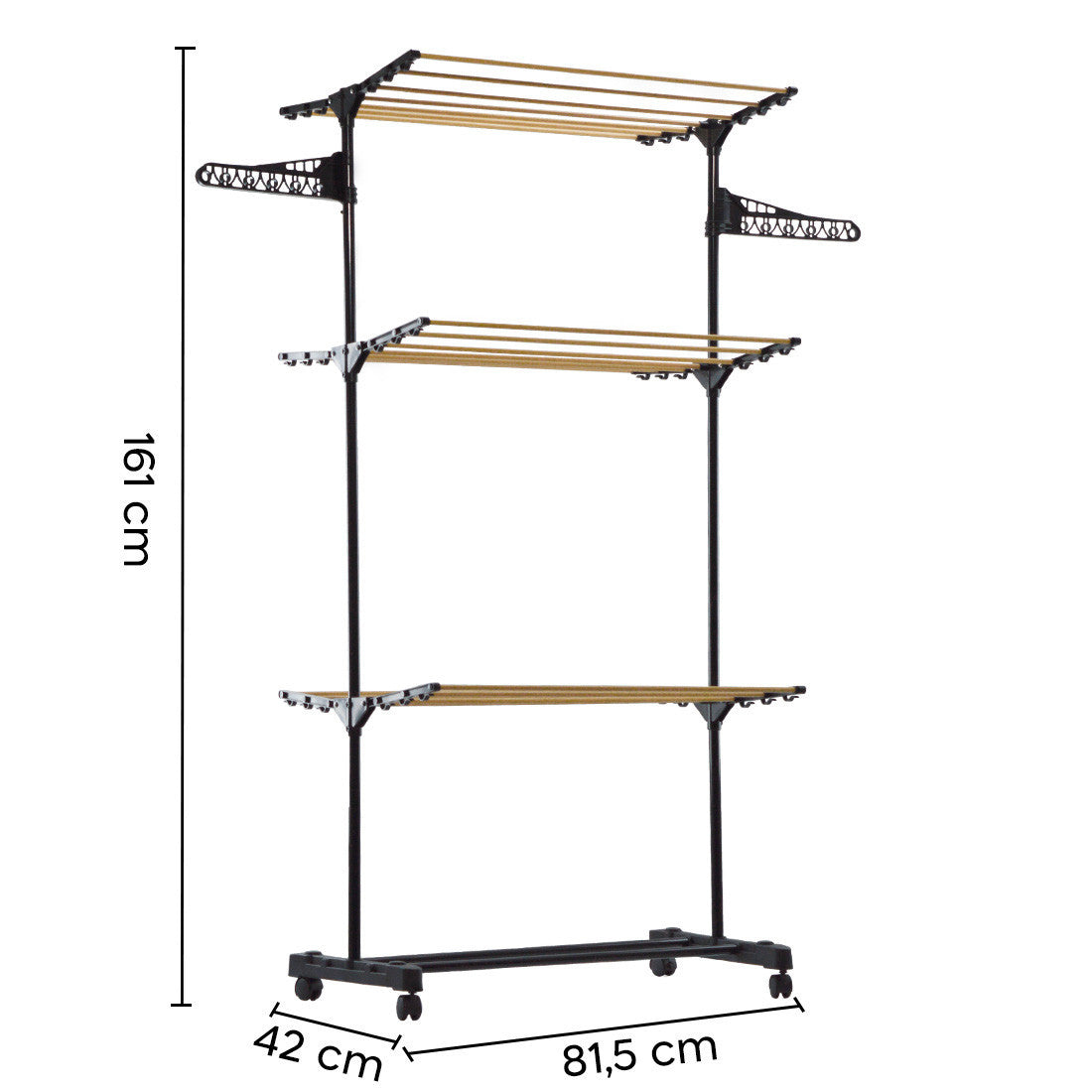 Étendoir à linge vertical 3 étagères pliantes étendoir à tour avec 4 roues
