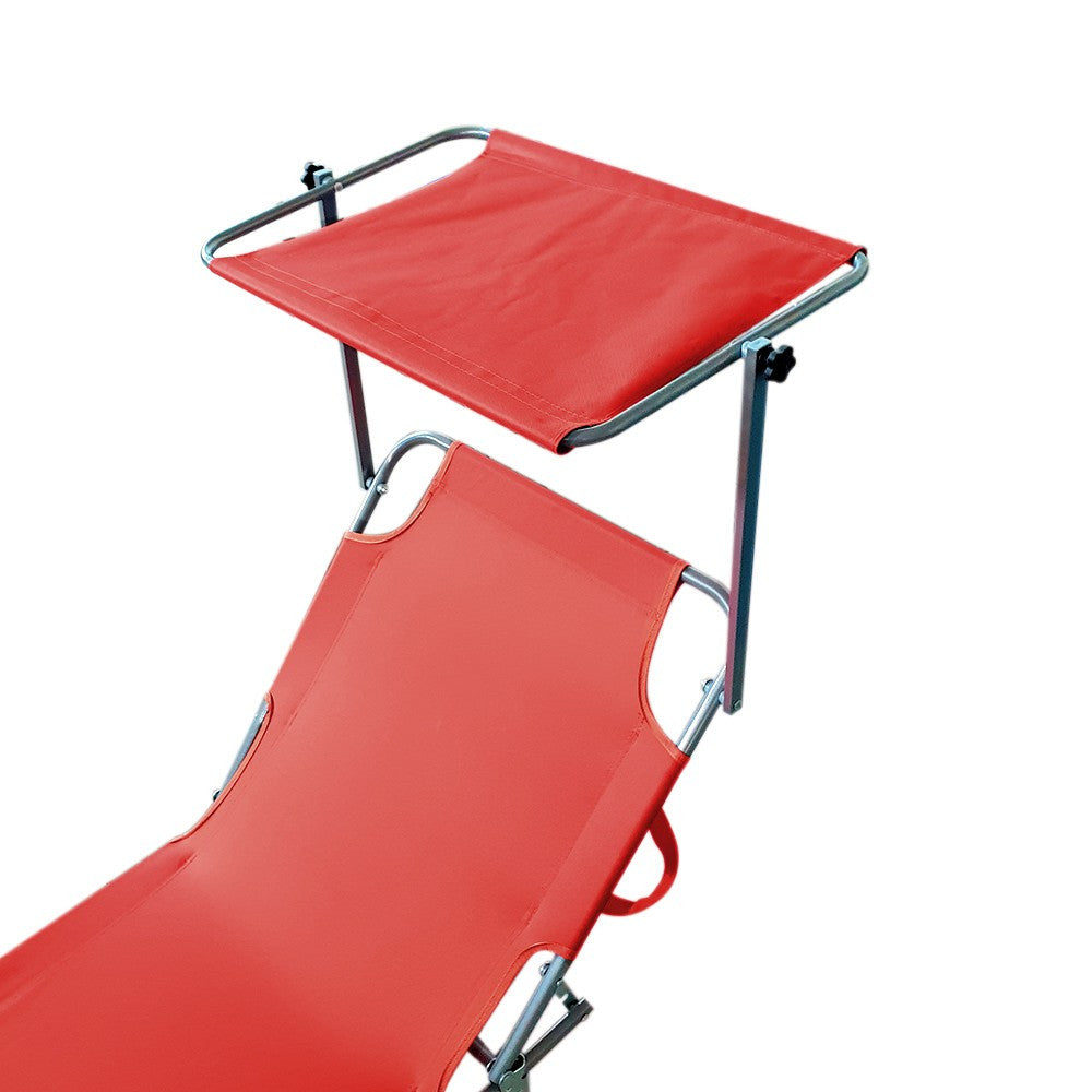 Chaises longues pliantes 2 pièces dossier inclinable et pare-soleil acier 2309P