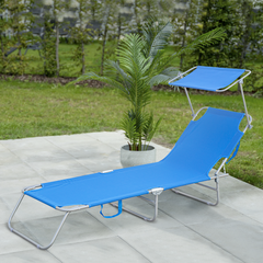 Chaises longues pliantes 2 pièces dossier inclinable et pare-soleil acier 2309P