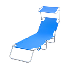 Chaises longues pliantes 2 pièces dossier inclinable et pare-soleil acier 2309P