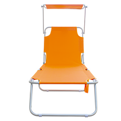 Chaises longues pliantes 2 pièces dossier inclinable et pare-soleil acier 2309P