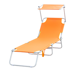 Chaises longues pliantes 2 pièces dossier inclinable et pare-soleil acier 2309P