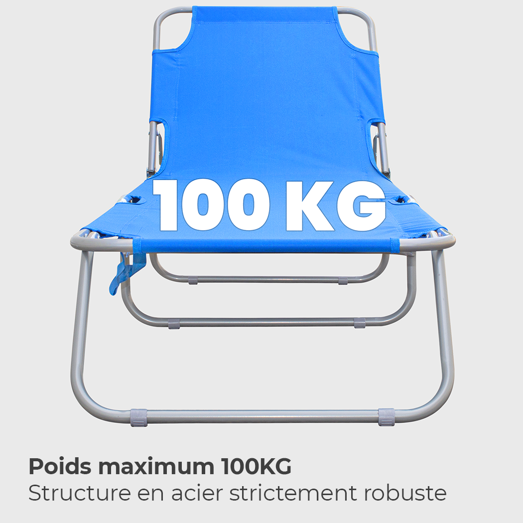 2309 Transat pliant avec dossier réglable pour plage ou jardin