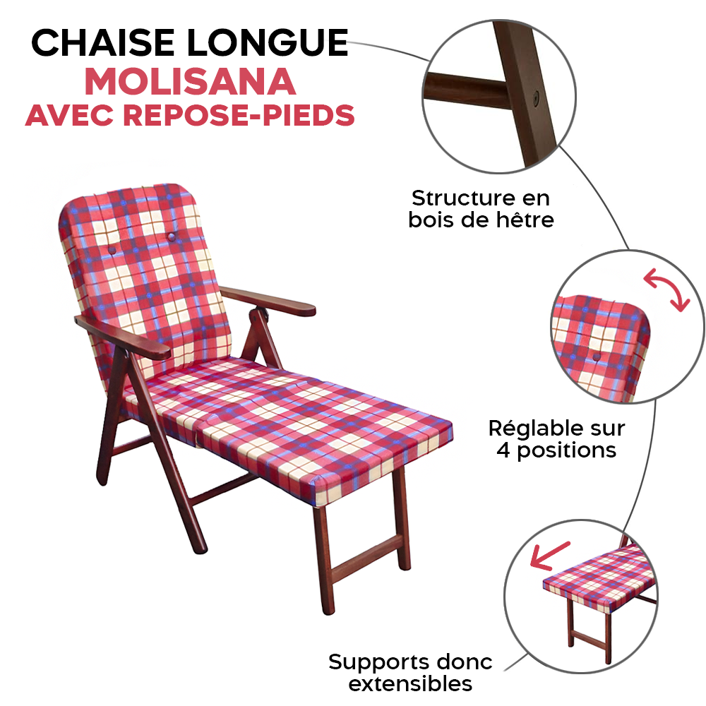 MOLISANA Artlegno Fauteuil inclinable Repose-pieds amovible Structure en bois