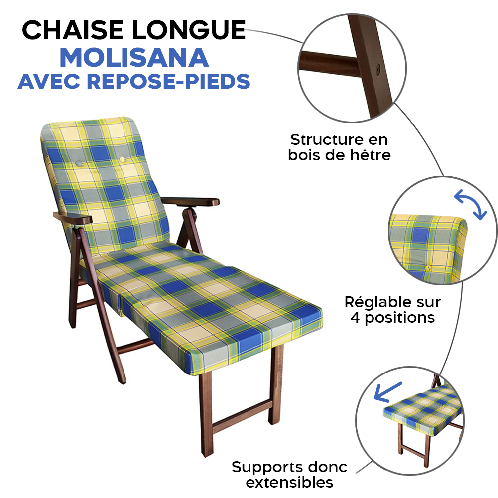 MOLISANA Artlegno Fauteuil inclinable Repose-pieds amovible Structure en bois