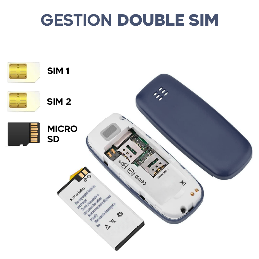 Mini téléphone portable poche avec double SIM GSM sans fil entrée carte SD MP3