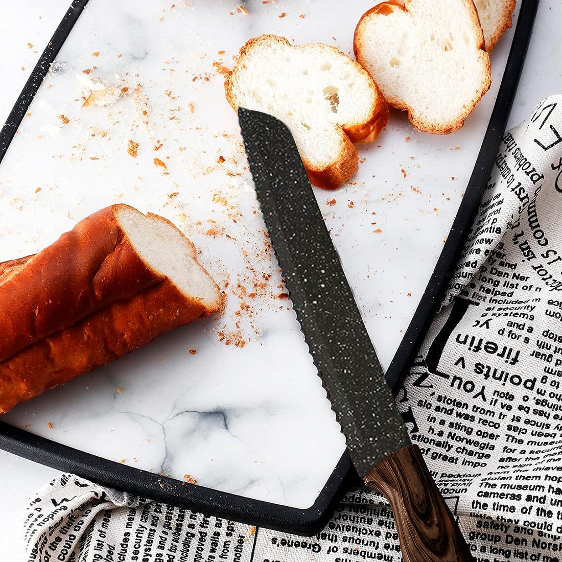 Ensemble de 5 couteaux de cuisine en pierre avec éplucheur en céramique