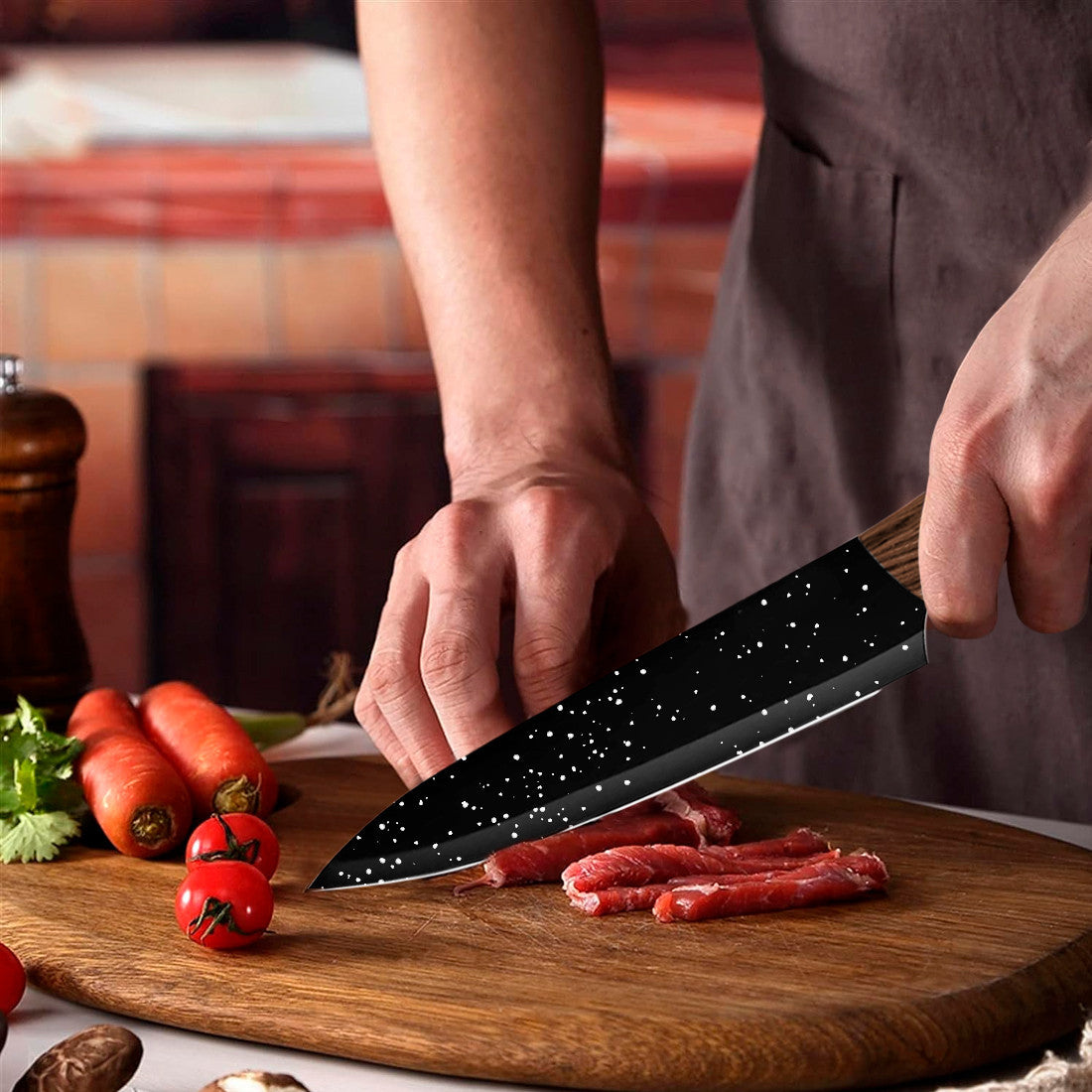 Ensemble de 5 couteaux de cuisine en pierre avec éplucheur en céramique