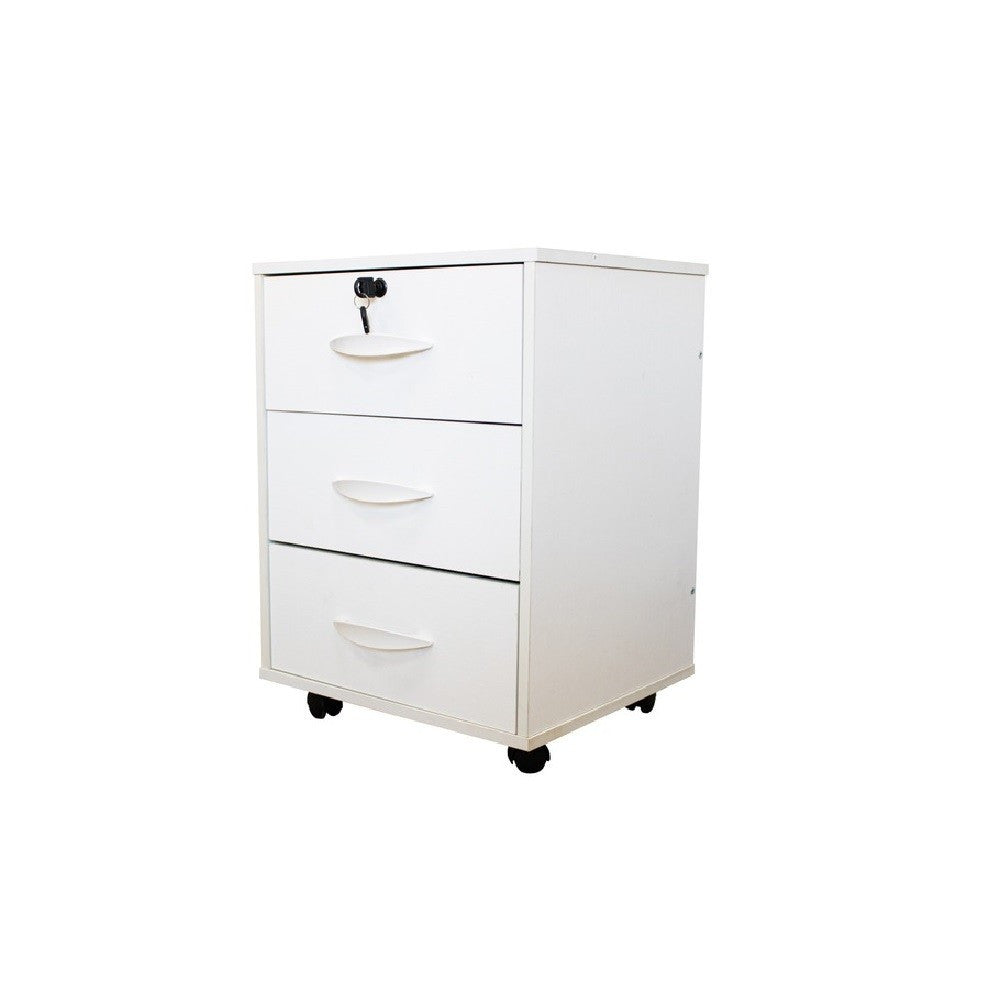 Commode de bureau à roulettes QUICK 40X45X46cm 3 tiroirs avec serrure