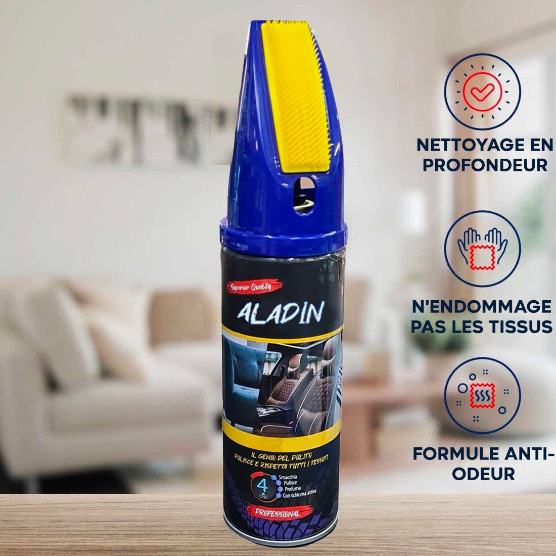 2pcs Détachant ALADIN pour Sièges Auto 400ml Idéal pour Tissus Moquettes et Cuir