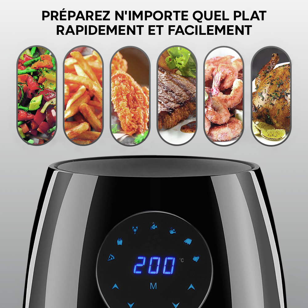 Friteuse à air 3,5 litres avec panier amovible 1500 W écran tactile et minuteur