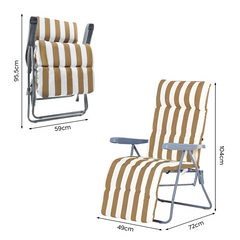 2 chaises plage inclinables acier coussin rembourré à rayures dossier réglable