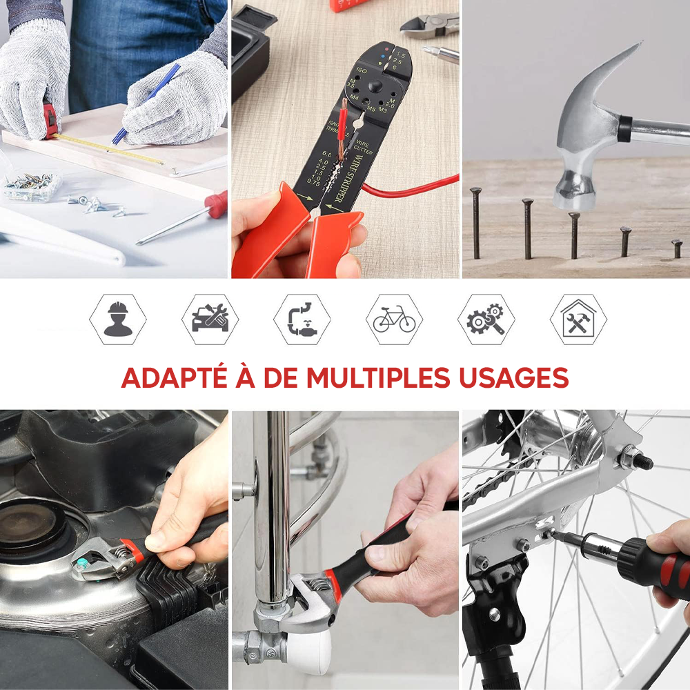 Kit Malette 129 pz Ensemble bricolage professionnel Accessoires variés mallette