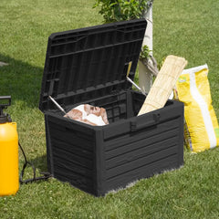 Coffre conteneur Rangement 160 LT en Résine Effet Bois pour Jardin 50.5x46.5x73