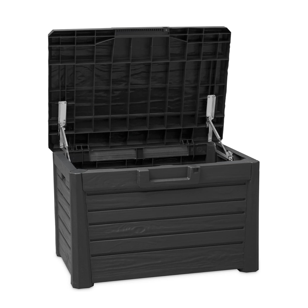 Coffre conteneur Rangement 160 LT en Résine Effet Bois pour Jardin 50.5x46.5x73